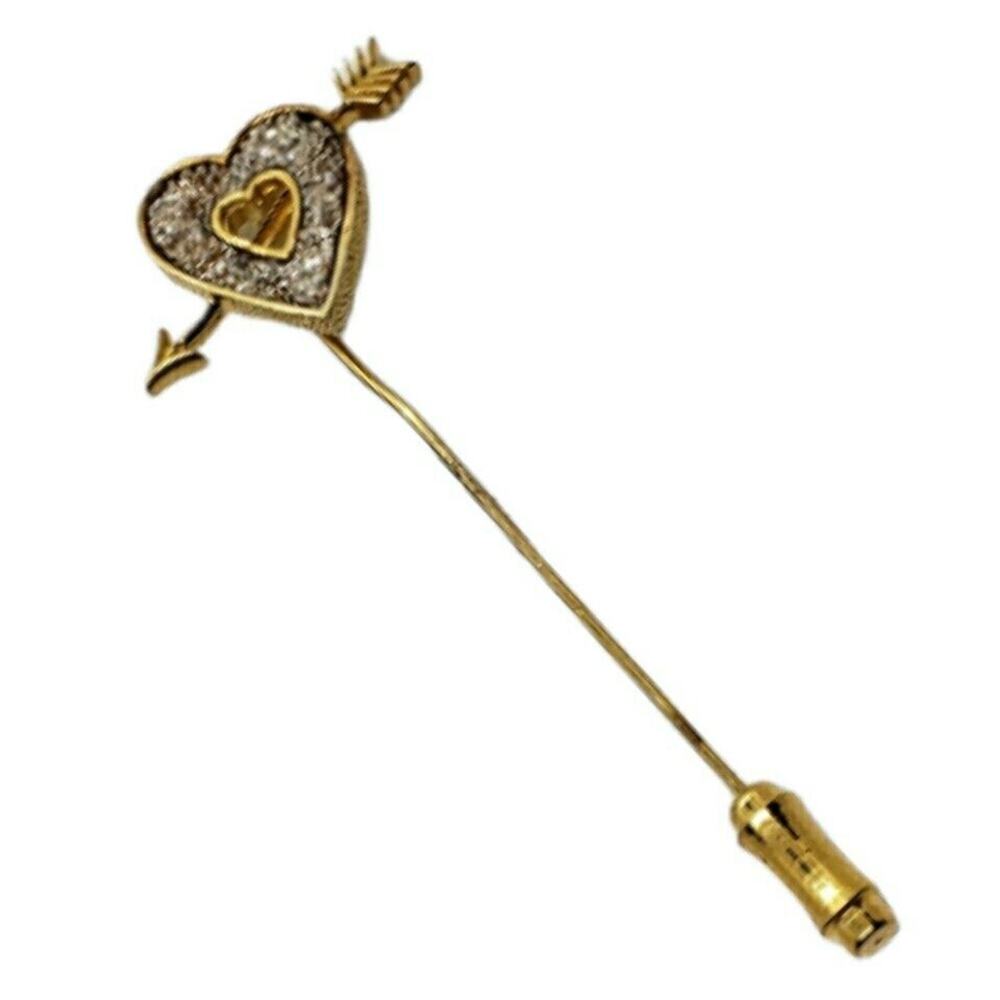 Vintage Franklin Mint 1979 Lover's Heart 24 Kt Gold Over Silver Stick Pin Brooch - Picture 1 of 12